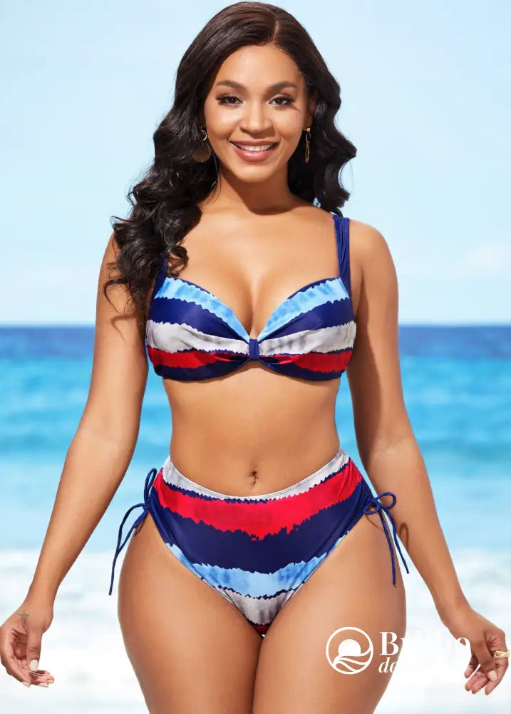 Biquíni Cintura Alta Com Top Estruturado E Estampa Tie Dye Azul / PP Biquíni Cintura Alta Com Top Estruturado E Estampa