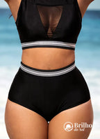 Biquíni Cintura Alta Com Tule Transparente E Detalhe Elástico Biquíni Cintura Alta Com Tule Transparente E Detalhe