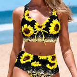 Biquíni Cintura Alta Estampado Floral Com Laço Frontal
