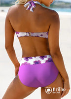Biquíni Floral Com Top Transpassado E Cintura Alta Biquíni Floral Com Top Transpassado E Cintura Alta