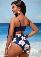 Biquíni Floral Estampado Com Franjas E Recorte Vazado Biquíni Floral Estampado Com Franjas E Recorte Vazado