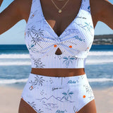 Biquíni Hot Pant Cintura Alta Estampado Com Recorte