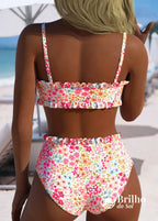 Biquíni Tomara Que Caia Bandeau Floral Com Babados Biquíni Tomara Que Caia Bandeau Floral Com Babados