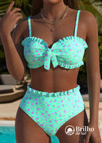 Biquíni Tomara Que Caia Bandeau Floral Com Babados Biquíni Tomara Que Caia Bandeau Floral Com Babados