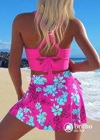 Conjunto Praia Top Decote V Texturizado Com Saia Floral Conjunto Praia Top Decote V Texturizado Com Saia Floral