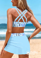 Conjunto Praia Top Drapeado Com Saia Curta Franzida Conjunto Praia Top Drapeado Com Saia Curta Franzida