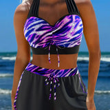 Conjunto Praia Top Drapeado Com Short Estilo Esportivo