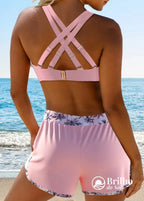 Conjunto Praia Top Estruturado Com Short Estampado Tropical Conjunto Praia Top Estruturado Com Short Estampado Tropical