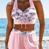 Conjunto Praia Top Estruturado Com Short Estampado Tropical