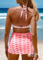 Conjunto Praia Top Halter E Saia Com Franzido Estampado Conjunto Praia Top Halter E Saia Com Franzido Estampado