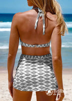 Conjunto Praia Top Halter E Saia Com Franzido Estampado Conjunto Praia Top Halter E Saia Com Franzido Estampado