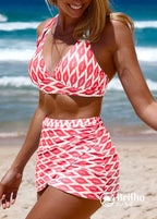 Conjunto Praia Top Halter E Saia Com Franzido Estampado Conjunto Praia Top Halter E Saia Com Franzido Estampado
