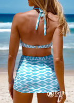Conjunto Praia Top Halter E Saia Com Franzido Estampado Conjunto Praia Top Halter E Saia Com Franzido Estampado