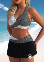 Conjunto Praia Top Halter Transpassado E Saia Com Cós V Conjunto Praia Top Halter Transpassado E Saia Com Cós V
