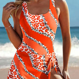 Maiô Com Saia Estampa Animal Print Elegante E Moderno