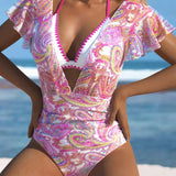 Maiô Decote Profundo Com Estampa Paisley Colorida Fashion