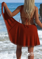 Saída De Praia Transpassada Com Fenda E Detalhe Tassel Saída De Praia Transpassada Com Fenda E Detalhe Tassel
