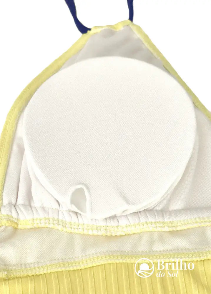 Tankini Canelado Com Decote Transpassado E Alças Duplas Fashion Tankini Canelado Com Decote Transpassado E Alças Duplas