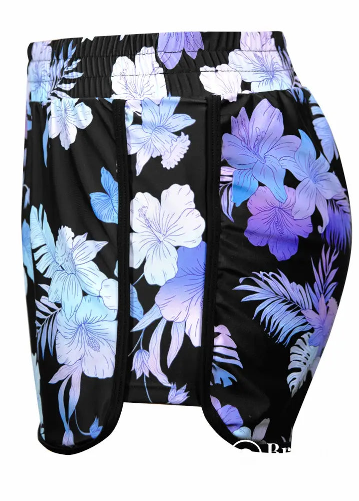 Tankini Canelado Com Decote V E Short Estampado Casual Tankini Canelado Com Decote V E Short Estampado Casual