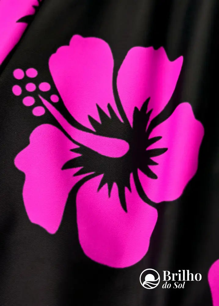 Tankini Canelado Com Decote V E Short Estampado Casual Tankini Canelado Com Decote V E Short Estampado Casual