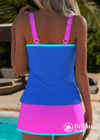 Tankini Canelado Com Recorte Frontal E Saia Assimétrica Moderna Tankini Canelado Com Recorte Frontal E Saia Assimétrica