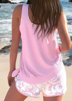 Tankini Canelado Com Regata Solta E Short Estampado Casual Tankini Canelado Com Regata Solta E Short Estampado Casual