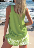 Tankini Canelado Com Regata Solta E Short Estampado Casual Tankini Canelado Com Regata Solta E Short Estampado Casual