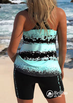 Tankini Degradê Com Amarração Frontal E Bermuda De Praia Tankini Degradê Com Amarração Frontal E Bermuda De Praia