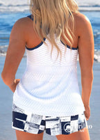Tankini Degradê Com Amarração Frontal E Bermuda De Praia Tankini Degradê Com Amarração Frontal E Bermuda De Praia