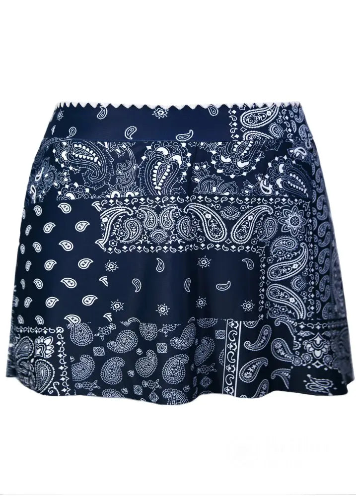 Tankini Drapeado Com Alças Largas E Saia Estampada Charmosa Tankini Drapeado Com Alças Largas E Saia Estampada Charmosa