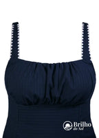 Tankini Drapeado Com Alças Largas E Saia Estampada Charmosa Tankini Drapeado Com Alças Largas E Saia Estampada Charmosa