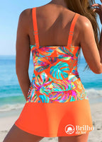 Tankini Estampado Com Decote V Sofisticado E Saia Embutida Tankini Estampado Com Decote V Sofisticado E Saia Embutida