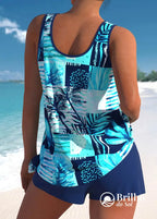 Tankini Estampado Com Regata Solta E Short Casual Tankini Estampado Com Regata Solta E Short Casual