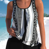 Tankini Estampado Com Regata Solta E Short Casual