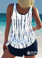 Tankini Estampado Com Regata Solta E Short Esportivo Casual Tankini Estampado Com Regata Solta E Short Esportivo Casual