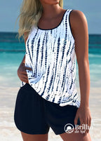 Tankini Estampado Com Regata Solta E Short Esportivo Casual Tankini Estampado Com Regata Solta E Short Esportivo Casual
