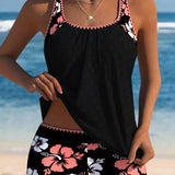 Tankini Floral Com Regata Texturizada Leve E Sofisticada
