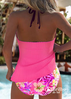 Tankini Metalizado Com Decote V Moderno E Saia Ajustada Tankini Metalizado Com Decote V Moderno E Saia Ajustada