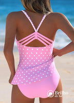 Tankini Poá Retrô Com Alças Finas E Costas Cruzadas Charmoso Tankini Poá Retrô Com Alças Finas E Costas Cruzadas