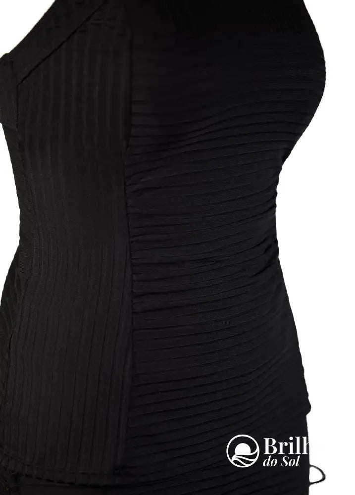 Tankini Texturizado Com Alças Largas E Short De Amarração Tankini Texturizado Com Alças Largas E Short De Amarração