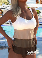 Tankini Texturizado Com Babados E Alça Assimétrica Estilosa Tankini Texturizado Com Babados E Alça Assimétrica Estilosa