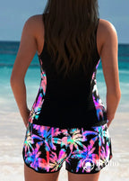 Tankini Texturizado Com Estampa Tropical E Shortinho Tankini Texturizado Com Estampa Tropical E Shortinho