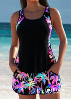 Tankini Texturizado Com Estampa Tropical E Shortinho Tankini Texturizado Com Estampa Tropical E Shortinho