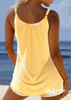 Tankini Texturizado Com Laço Frontal E Estampa Floral Tankini Texturizado Com Laço Frontal E Estampa Floral