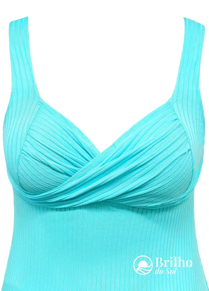 Tankini Texturizado Com Saia Estampada Tropical Tankini Texturizado Com Saia Estampada Tropical