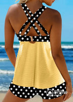 Tankini Texturizado Poá Retrô Com Laço Decorativo Feminino Tankini Texturizado Poá Retrô Com Laço Decorativo Feminino