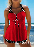 Tankini Texturizado Poá Retrô Com Laço Decorativo Feminino Tankini Texturizado Poá Retrô Com Laço Decorativo Feminino