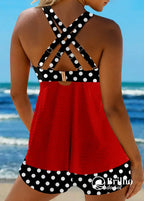 Tankini Texturizado Poá Retrô Com Laço Decorativo Feminino Tankini Texturizado Poá Retrô Com Laço Decorativo Feminino