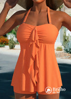 Tankini Tomara Que Caia Canelado Com Babado Central Moderno Tankini Tomara Que Caia Canelado Com Babado Central Moderno