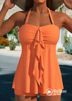 Tankini Tomara Que Caia Canelado Com Babado Central Moderno Laranja / PP Tankini Tomara Que Caia Canelado Com Babado